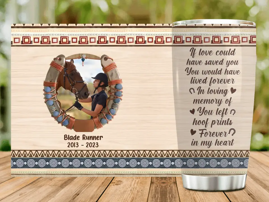 Custom Personalized Memorial Horse Tumbler - Gift Idea For Horse Lovers/Owners - Upload Photo - If I Could Have One More Wish