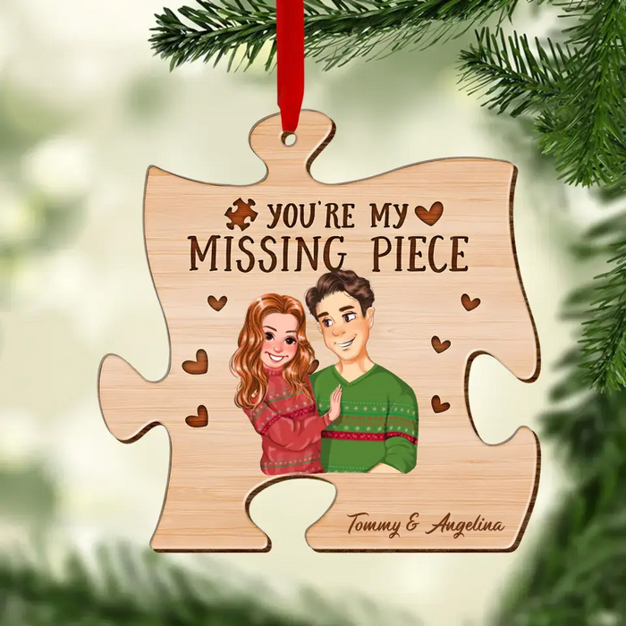 Custom Personalized Couple Puzzle Wooden Ornament - Upload Photo - Christmas 2023/ Gift For Couple - You're My Missing Piece