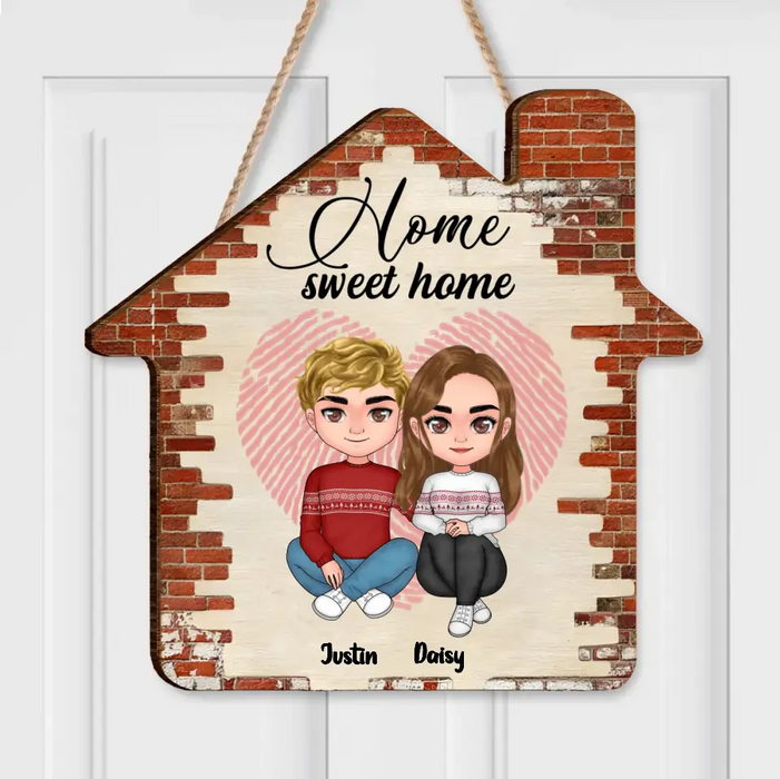 Custom Personalized Couple House Wooden Sign - Gift Idea For Couple/ Him/ Her - Home Sweet Home