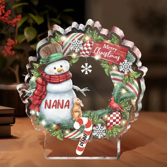 Custom Personalized Nana Snowman Christmas Acrylic Plaque - Upto 10 Kids - Christmas 2023/ Gift For Grandma/ Mom - Merry Christmas