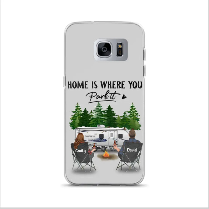 Custom Personalized Camping Phone Case - Gift Idea For Camping Lover/ Couple/ Family/ Friends - Home Is Where You Park It - Case For iPhone/Samsung