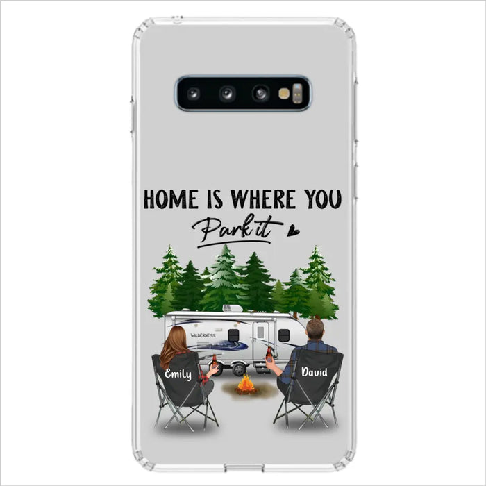 Custom Personalized Camping Phone Case - Gift Idea For Camping Lover/ Couple/ Family/ Friends - Home Is Where You Park It - Case For iPhone/Samsung