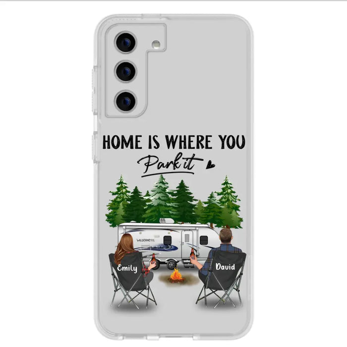 Custom Personalized Camping Phone Case - Gift Idea For Camping Lover/ Couple/ Family/ Friends - Home Is Where You Park It - Case For iPhone/Samsung