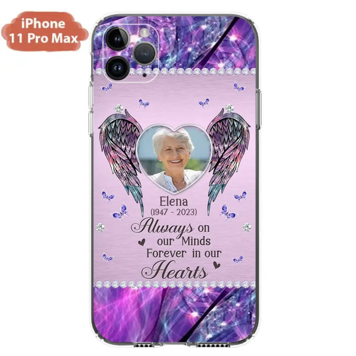 Custom Personalized Memorial Phone Case - Memorial Gift Idea For Family - Case For iPhone/Samsung - Always On My Mind Forever In Our Hearts