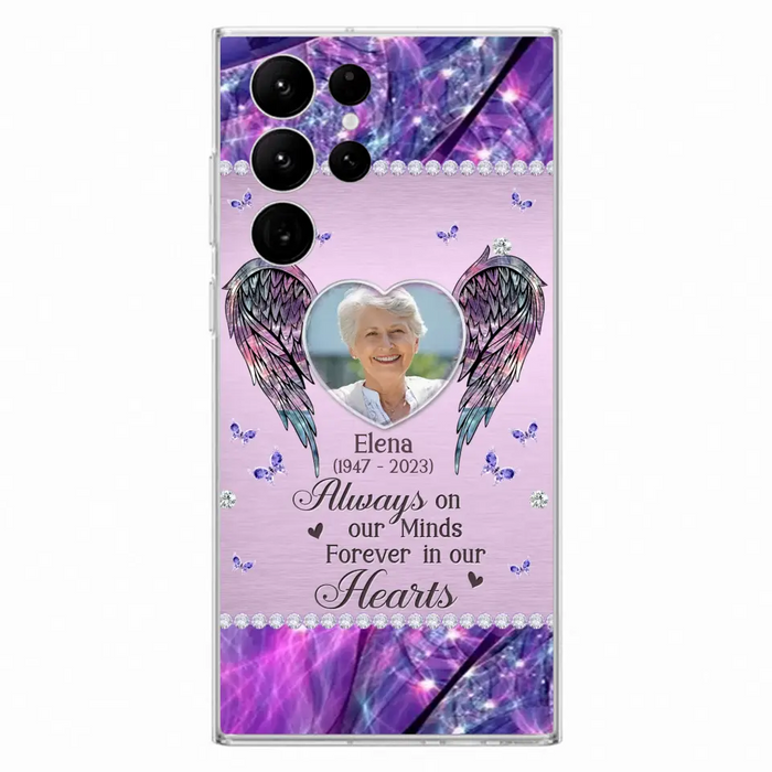 Custom Personalized Memorial Phone Case - Memorial Gift Idea For Family - Case For iPhone/Samsung - Always On My Mind Forever In Our Hearts