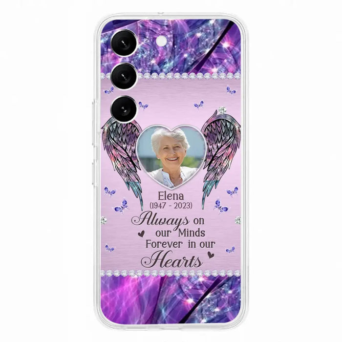 Custom Personalized Memorial Phone Case - Memorial Gift Idea For Family - Case For iPhone/Samsung - Always On My Mind Forever In Our Hearts