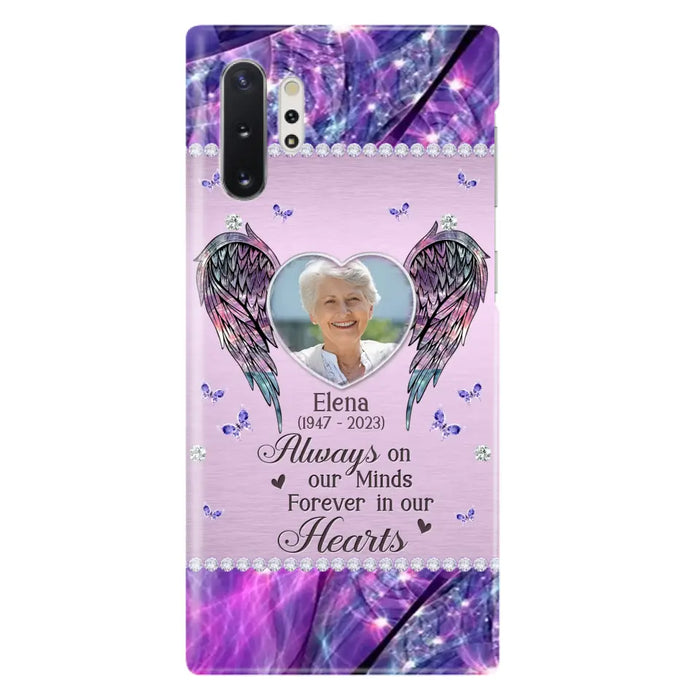 Custom Personalized Memorial Phone Case - Memorial Gift Idea For Family - Case For iPhone/Samsung - Always On My Mind Forever In Our Hearts