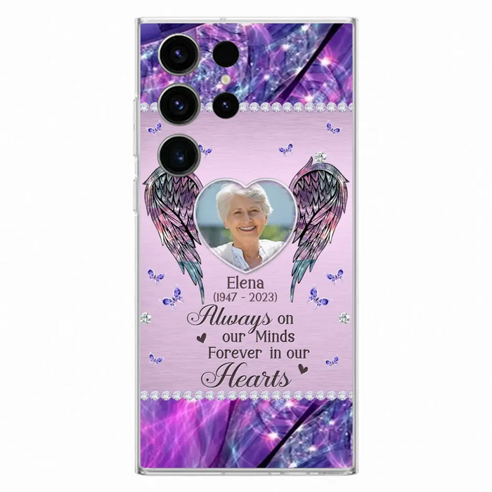 Custom Personalized Memorial Phone Case - Memorial Gift Idea For Family - Case For iPhone/Samsung - Always On My Mind Forever In Our Hearts