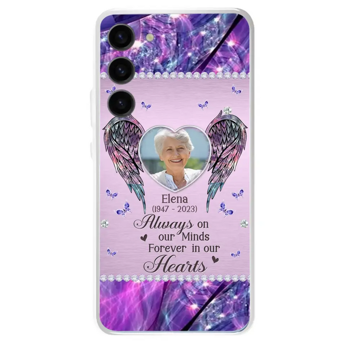 Custom Personalized Memorial Phone Case - Memorial Gift Idea For Family - Case For iPhone/Samsung - Always On My Mind Forever In Our Hearts