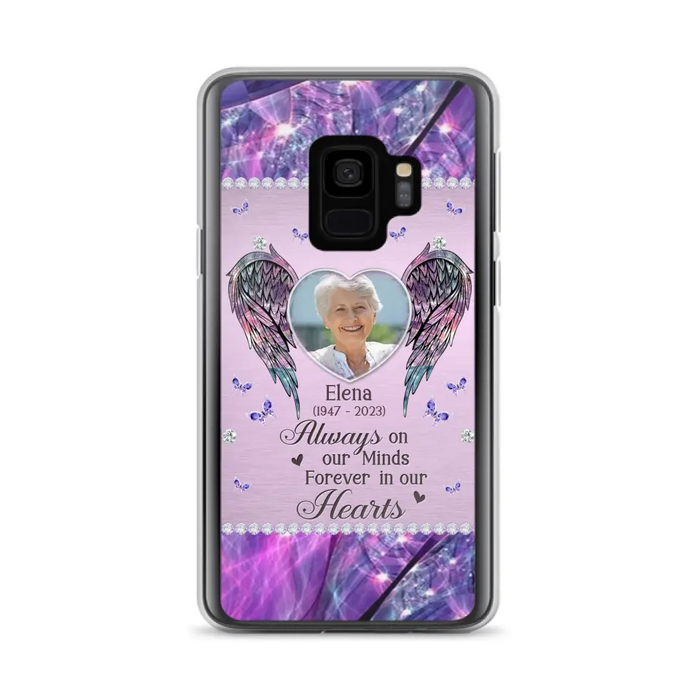 Custom Personalized Memorial Phone Case - Memorial Gift Idea For Family - Case For iPhone/Samsung - Always On My Mind Forever In Our Hearts