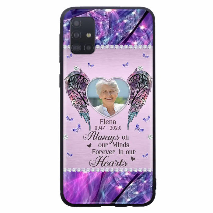 Custom Personalized Memorial Phone Case - Memorial Gift Idea For Family - Case For iPhone/Samsung - Always On My Mind Forever In Our Hearts