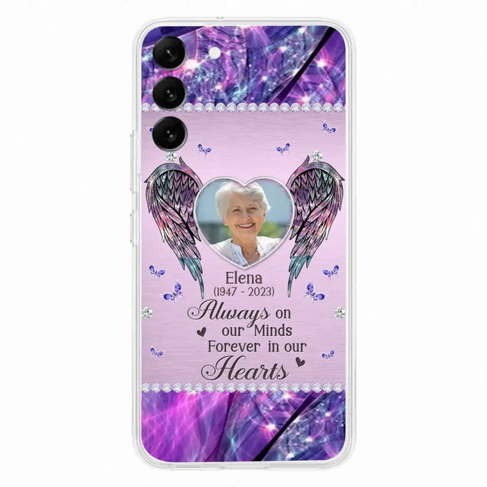 Custom Personalized Memorial Phone Case - Memorial Gift Idea For Family - Case For iPhone/Samsung - Always On My Mind Forever In Our Hearts