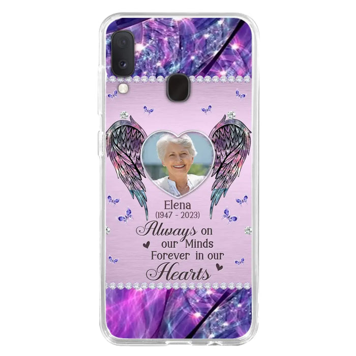 Custom Personalized Memorial Phone Case - Memorial Gift Idea For Family - Case For iPhone/Samsung - Always On My Mind Forever In Our Hearts