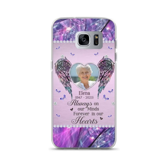 Custom Personalized Memorial Phone Case - Memorial Gift Idea For Family - Case For iPhone/Samsung - Always On My Mind Forever In Our Hearts