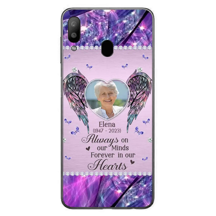 Custom Personalized Memorial Phone Case - Memorial Gift Idea For Family - Case For iPhone/Samsung - Always On My Mind Forever In Our Hearts