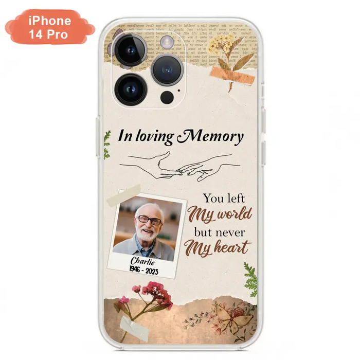 Custom Personalized Memorial Phone Case - Memorial Gift Idea For Family - Case For iPhone/Samsung - You Left My World But Never My Heart