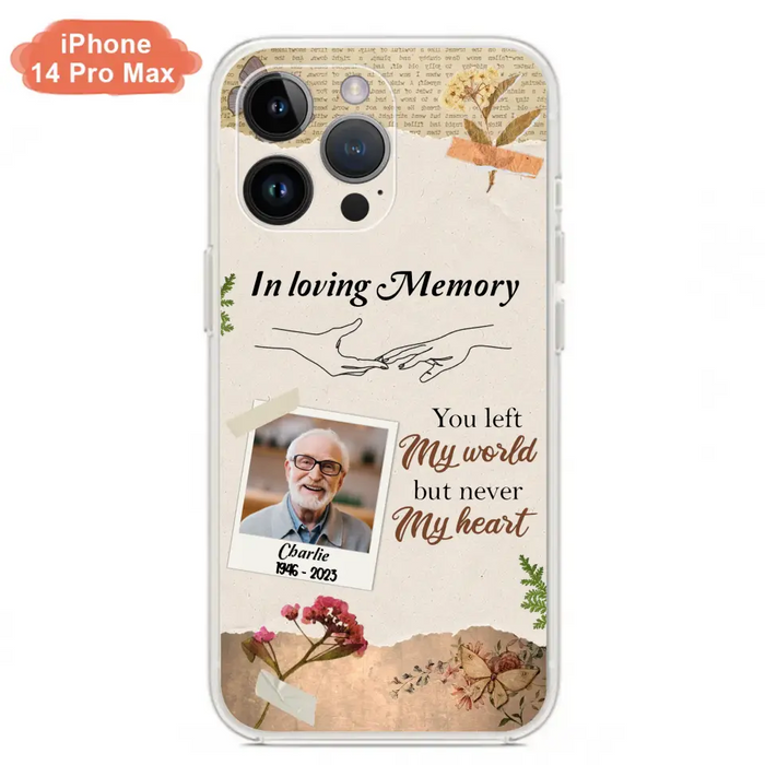 Custom Personalized Memorial Phone Case - Memorial Gift Idea For Family - Case For iPhone/Samsung - You Left My World But Never My Heart