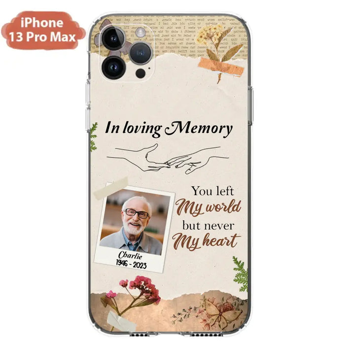 Custom Personalized Memorial Phone Case - Memorial Gift Idea For Family - Case For iPhone/Samsung - You Left My World But Never My Heart