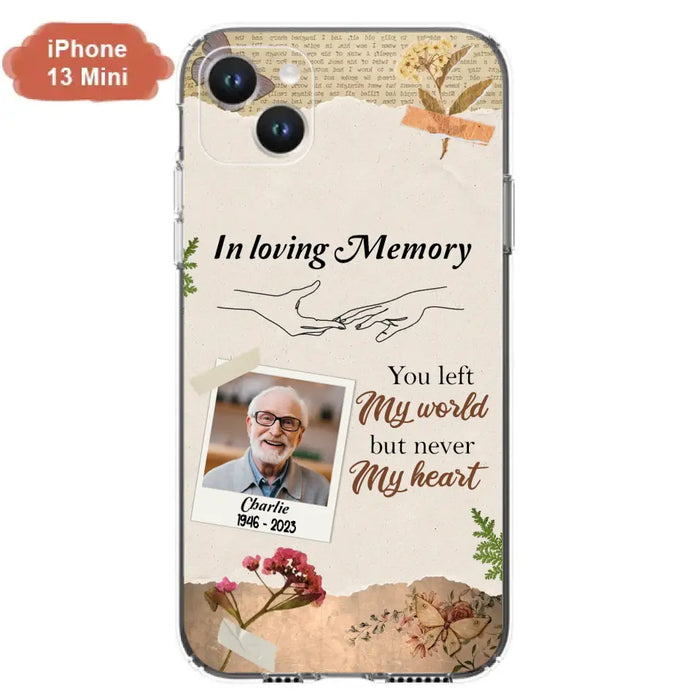 Custom Personalized Memorial Phone Case - Memorial Gift Idea For Family - Case For iPhone/Samsung - You Left My World But Never My Heart