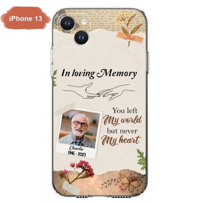 Custom Personalized Memorial Phone Case - Memorial Gift Idea For Family - Case For iPhone/Samsung - You Left My World But Never My Heart