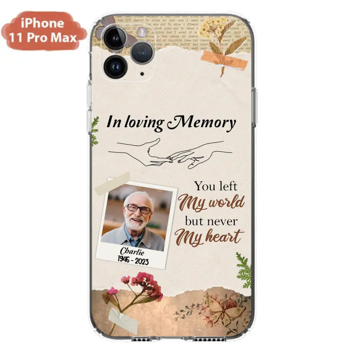 Custom Personalized Memorial Phone Case - Memorial Gift Idea For Family - Case For iPhone/Samsung - You Left My World But Never My Heart