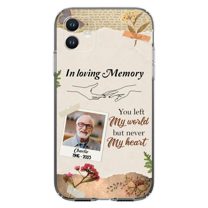 Custom Personalized Memorial Phone Case - Memorial Gift Idea For Family - Case For iPhone/Samsung - You Left My World But Never My Heart