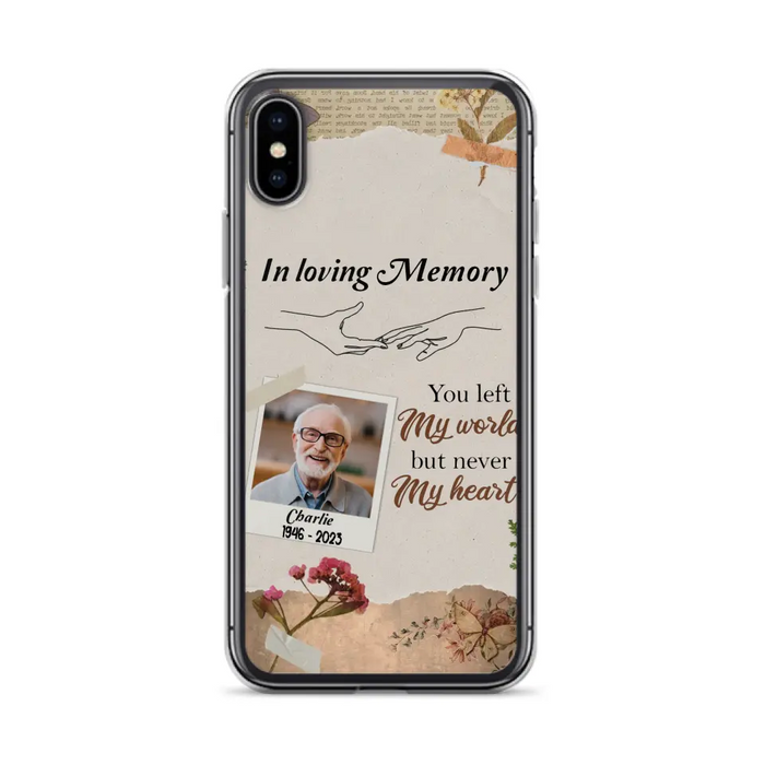 Custom Personalized Memorial Phone Case - Memorial Gift Idea For Family - Case For iPhone/Samsung - You Left My World But Never My Heart