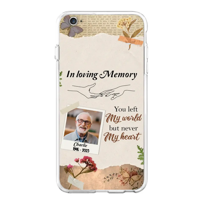 Custom Personalized Memorial Phone Case - Memorial Gift Idea For Family - Case For iPhone/Samsung - You Left My World But Never My Heart