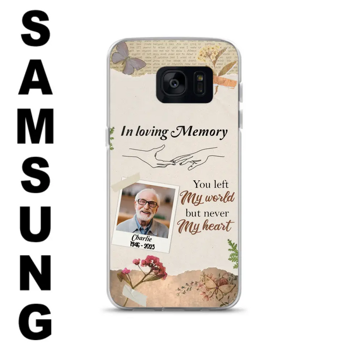 Custom Personalized Memorial Phone Case - Memorial Gift Idea For Family - Case For iPhone/Samsung - You Left My World But Never My Heart