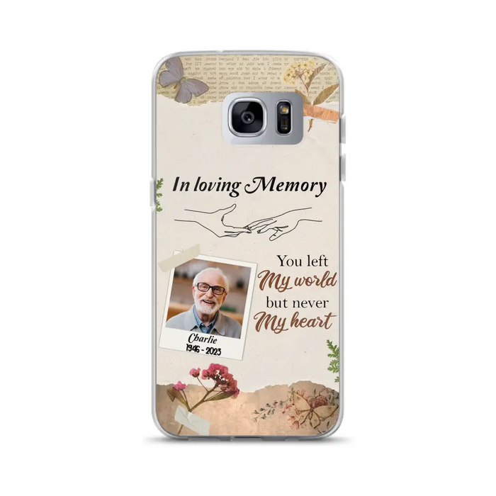 Custom Personalized Memorial Phone Case - Memorial Gift Idea For Family - Case For iPhone/Samsung - You Left My World But Never My Heart