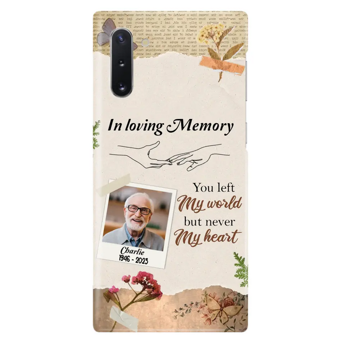 Custom Personalized Memorial Phone Case - Memorial Gift Idea For Family - Case For iPhone/Samsung - You Left My World But Never My Heart