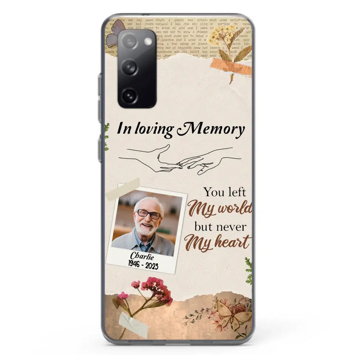 Custom Personalized Memorial Phone Case - Memorial Gift Idea For Family - Case For iPhone/Samsung - You Left My World But Never My Heart