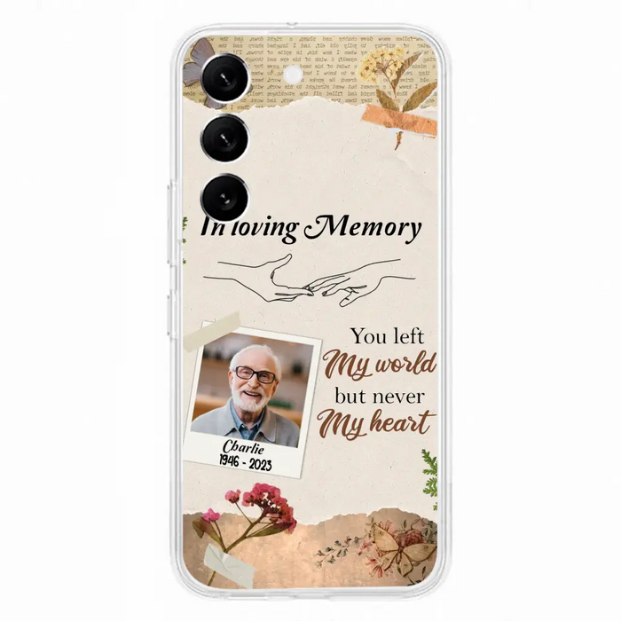 Custom Personalized Memorial Phone Case - Memorial Gift Idea For Family - Case For iPhone/Samsung - You Left My World But Never My Heart