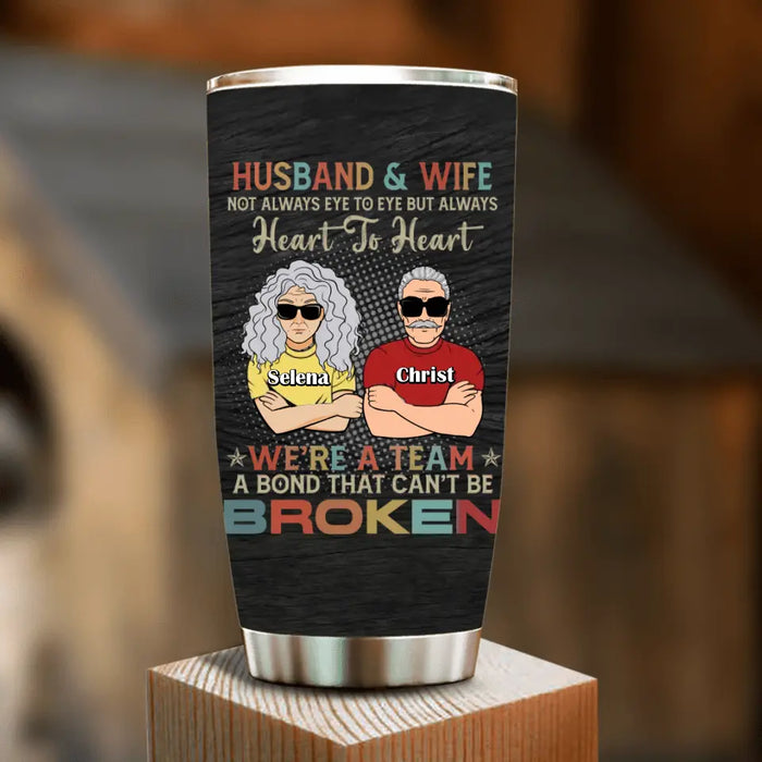 Custom Personalized Couple Tumbler - Gift Idea For Couple/Her/Him - Husband & Wife Not Always Eye To Eye But Always Heart To Heart