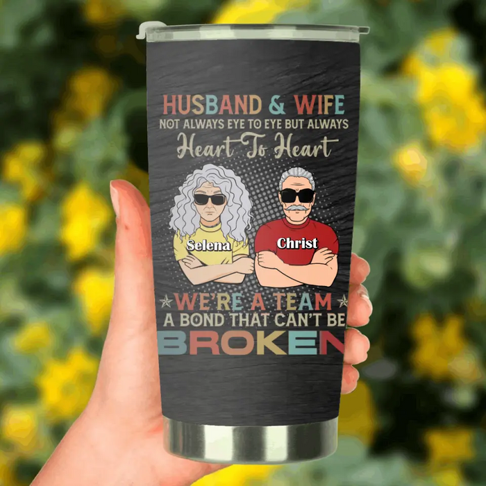 Custom Personalized Couple Tumbler - Gift Idea For Couple/Her/Him - Husband & Wife Not Always Eye To Eye But Always Heart To Heart