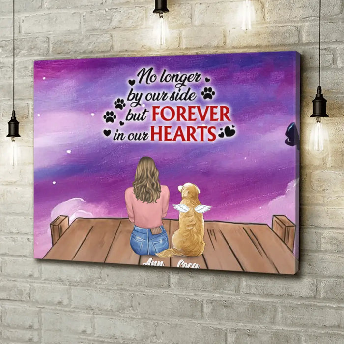 Custom Personalized Memorial Pet Canvas - Memorial Gift For Dog/Cat Lover - Man/ Woman/ Couple With Upto 4 Pets - Best Friends Are Never Forgotten