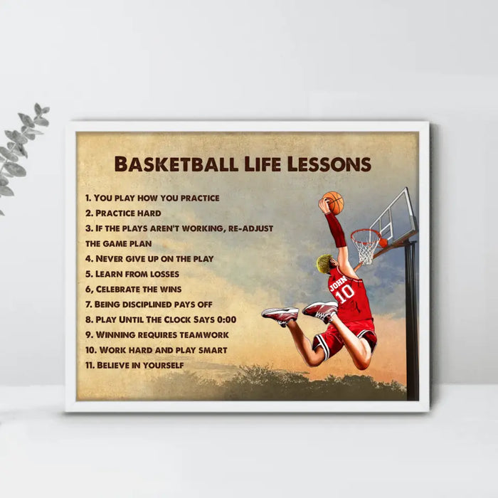 Custom Personalized Basketball Unframed Horizontal Poster - Gift Idea For Basketball Lovers/Son/Grandson - Basketball Life Lessons