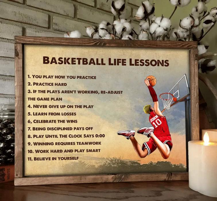 Custom Personalized Basketball Unframed Horizontal Poster - Gift Idea For Basketball Lovers/Son/Grandson - Basketball Life Lessons