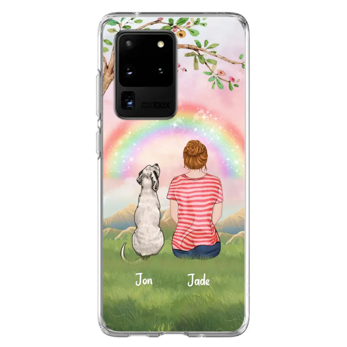 Custom Personalized Dog Mom/Dog Dad Phone Case - Man/Woman/Couple With Upto 4 Dogs - Best Gift Idea For Dog Lovers - Case For iPhone, Samsung and Xiaomi
