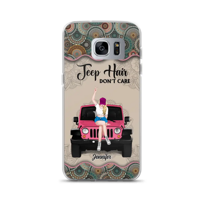 Custom Personalized Off-road Girl Phone Case - Upto 4 Dogs - Gift Idea For Dog/Off-road Lovers - Case for iPhone/Samsung
