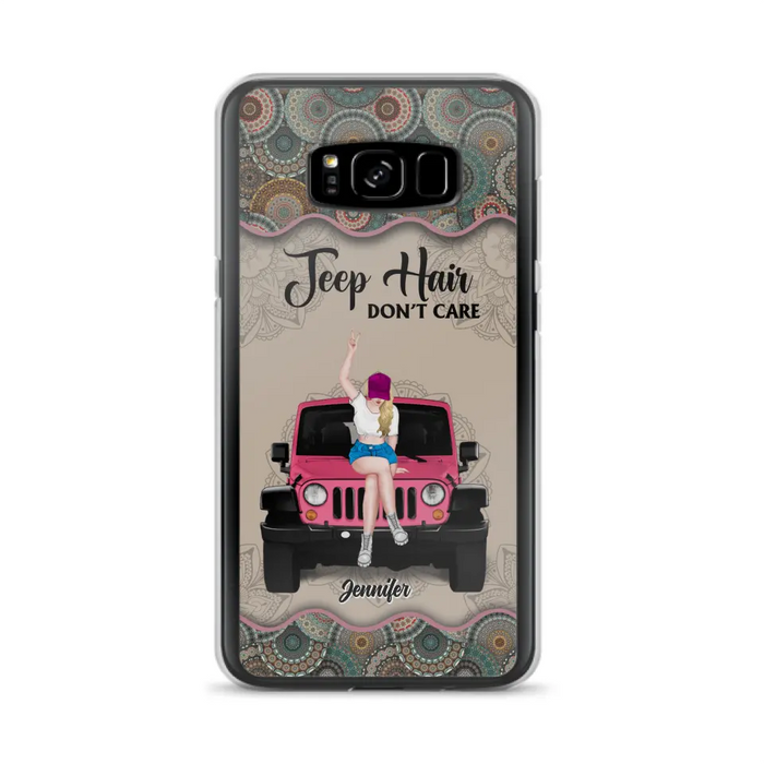 Custom Personalized Off-road Girl Phone Case - Upto 4 Dogs - Gift Idea For Dog/Off-road Lovers - Case for iPhone/Samsung