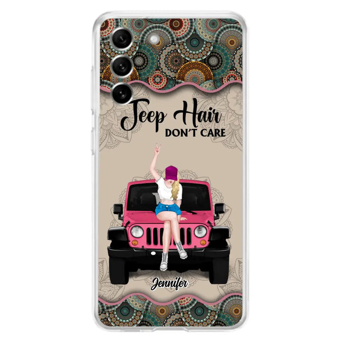 Custom Personalized Off-road Girl Phone Case - Upto 4 Dogs - Gift Idea For Dog/Off-road Lovers - Case for iPhone/Samsung