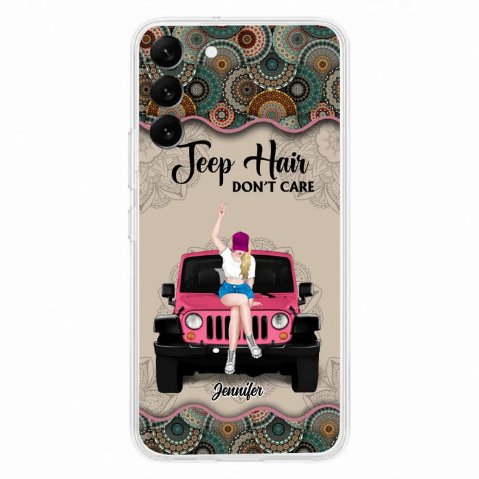 Custom Personalized Off-road Girl Phone Case - Upto 4 Dogs - Gift Idea For Dog/Off-road Lovers - Case for iPhone/Samsung