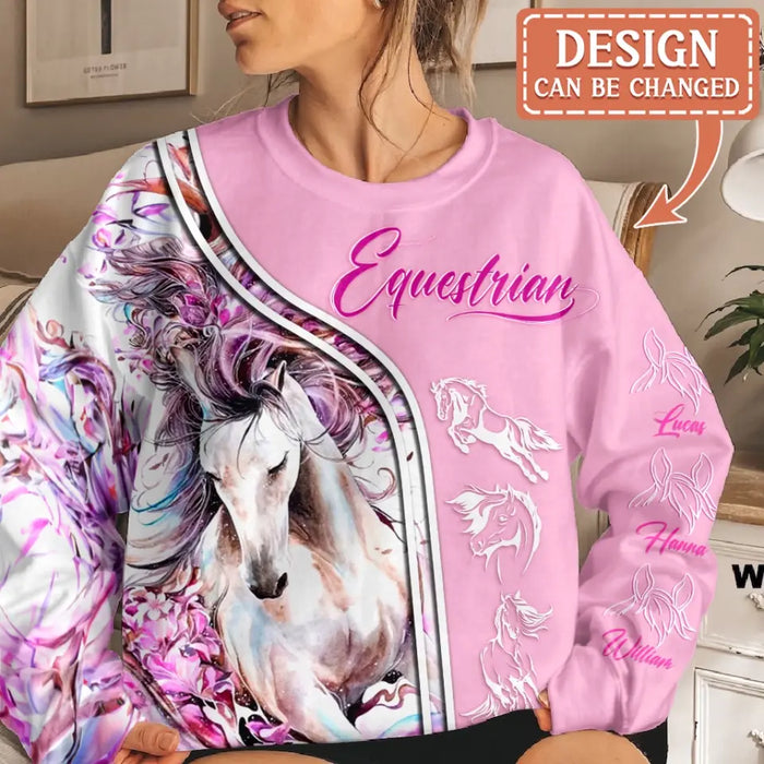 Custom Personalized Horse Ear AOP Sweater - Upto 5 Names - Gift Idea For Horse Lover - Equestrian