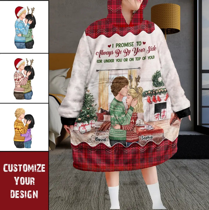 Custom Personalized Christmas Couple Blanket Hoodie - Christmas Gift Idea For Her - Annoying Each Other For 10 Years & Still Going Strong