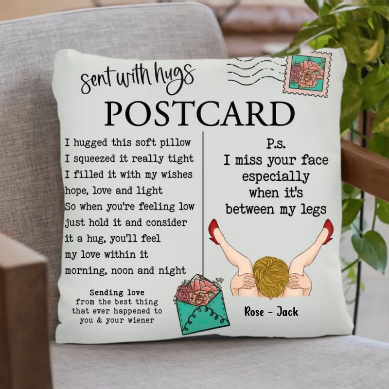 Personalized Couple Quilt/Fleece Throw Blanket/Pillow Cover - Gift Idea For Couple/Him/Her/Valentine's Day - Sent With Hugs Postcard