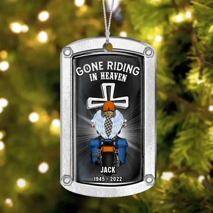 Custom Personalized Memorial Biker Acrylic Ornament - Memorial Gift Idea for Christmas - Gone Riding In Heaven