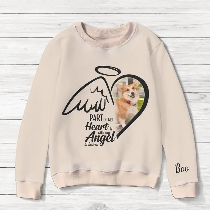 Custom Personalized Memorial Pet Photo AOP Sweater - Memorial Gift Idea for Christmas - Part Of My Heart Is With My Angel In Heaven