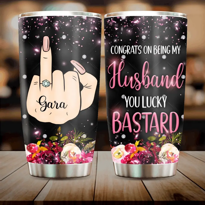 Custom Personalized Couple Tumbler - Gift Idea For Couple/Him/Her/Valentine's Day - Congrats On Being My Wife