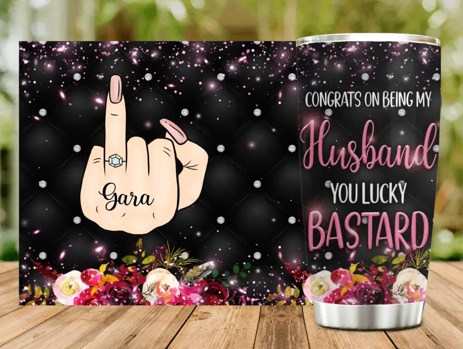 Custom Personalized Couple Tumbler - Gift Idea For Couple/Him/Her/Valentine's Day - Congrats On Being My Wife